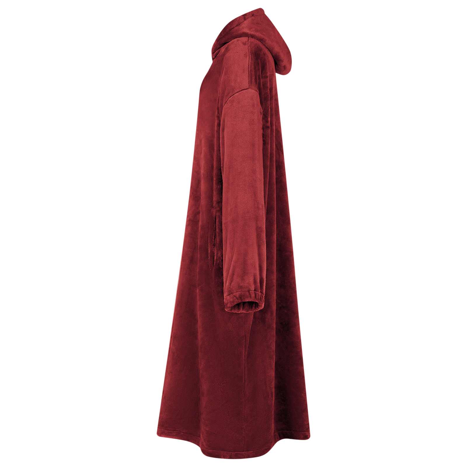 Tæppe-hoodie Bordeaux Rød l Flannel