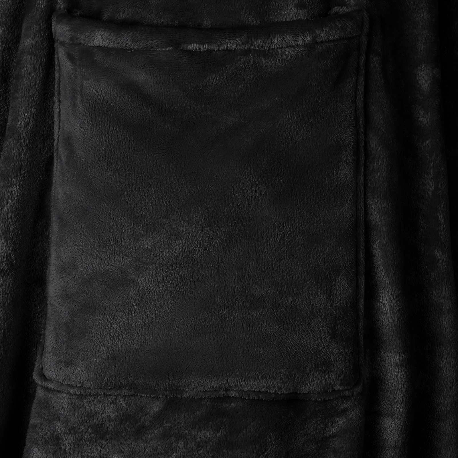 Tæppe-hoodie Sort F Flannel