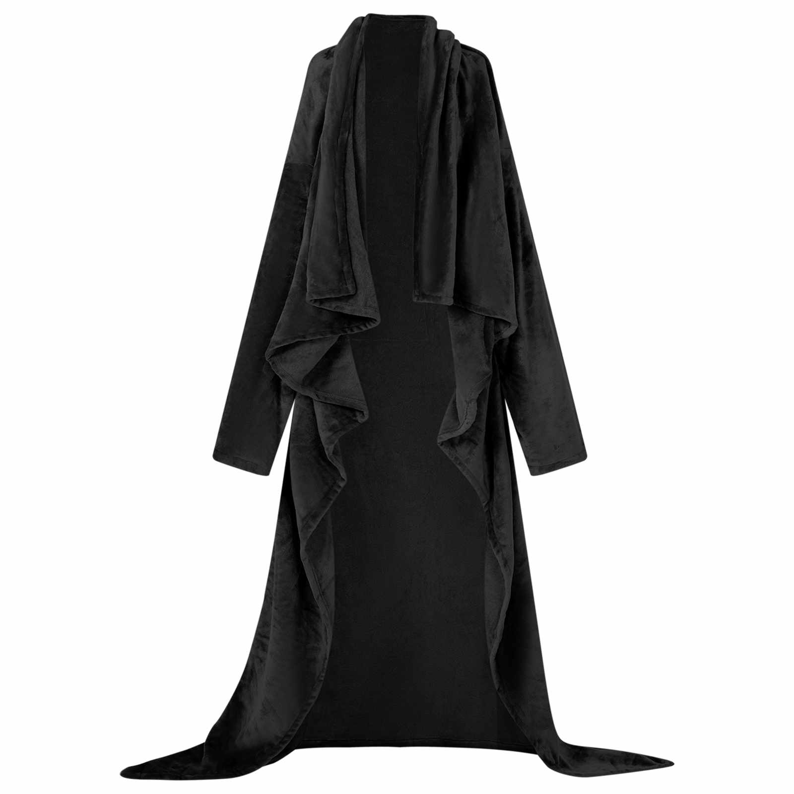 Tæppe-hoodie Sort F Flannel