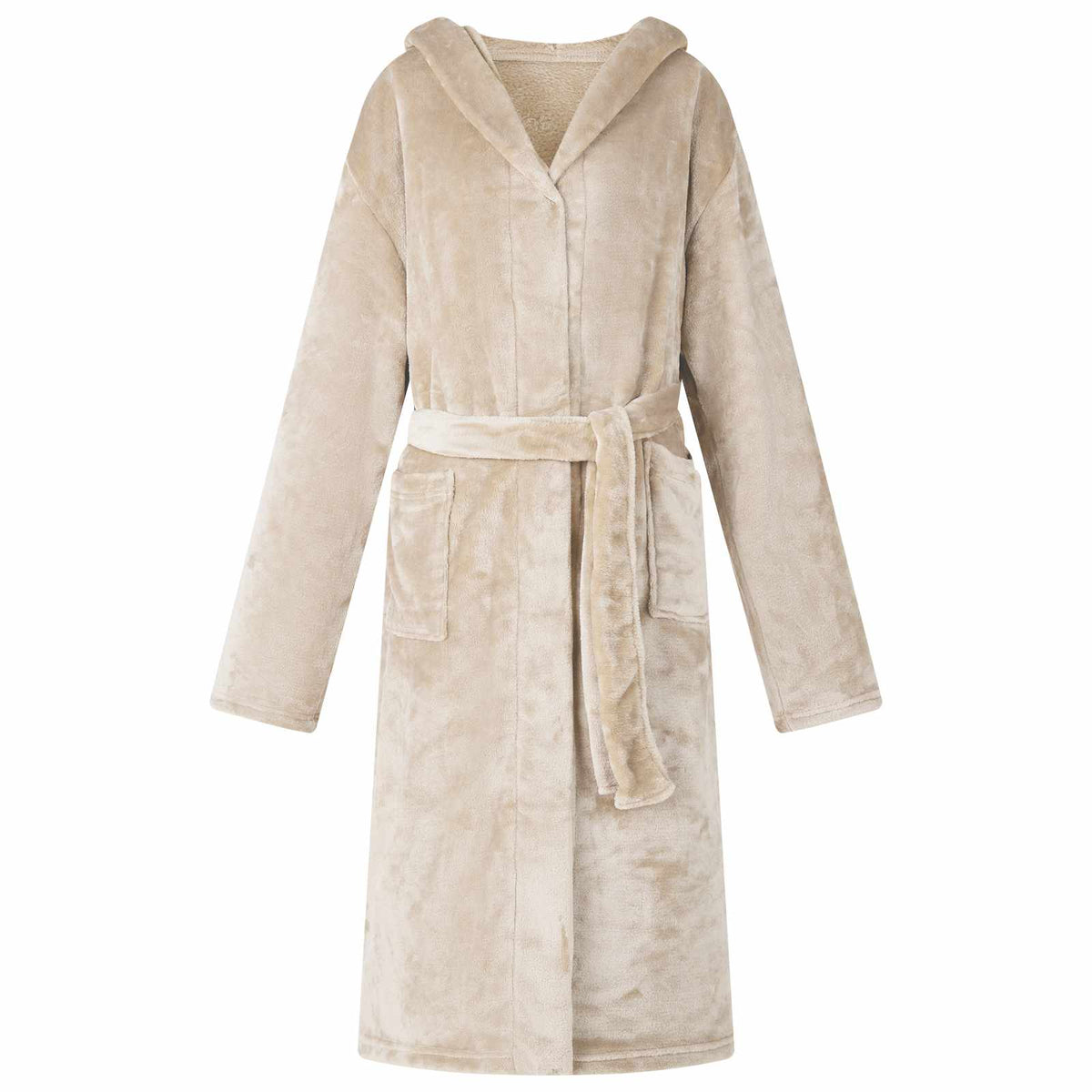 Badekåbe med hætte Beige XL Flannel