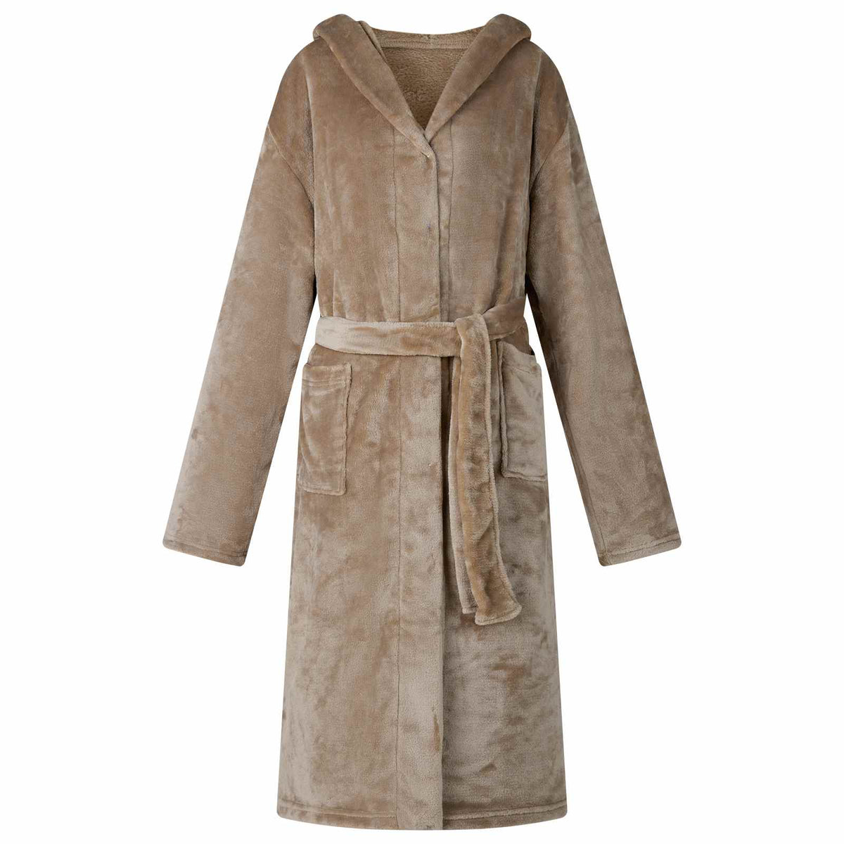 Badekåbe med hætte Camel L Flannel