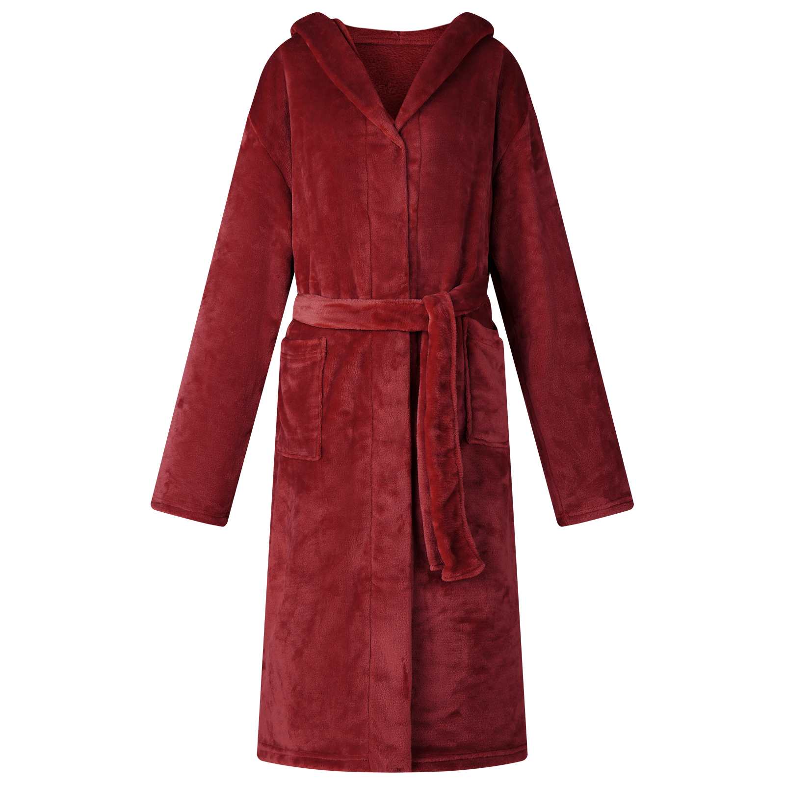 Badekåbe med hætte Bordeaux Rød xxl Flannel