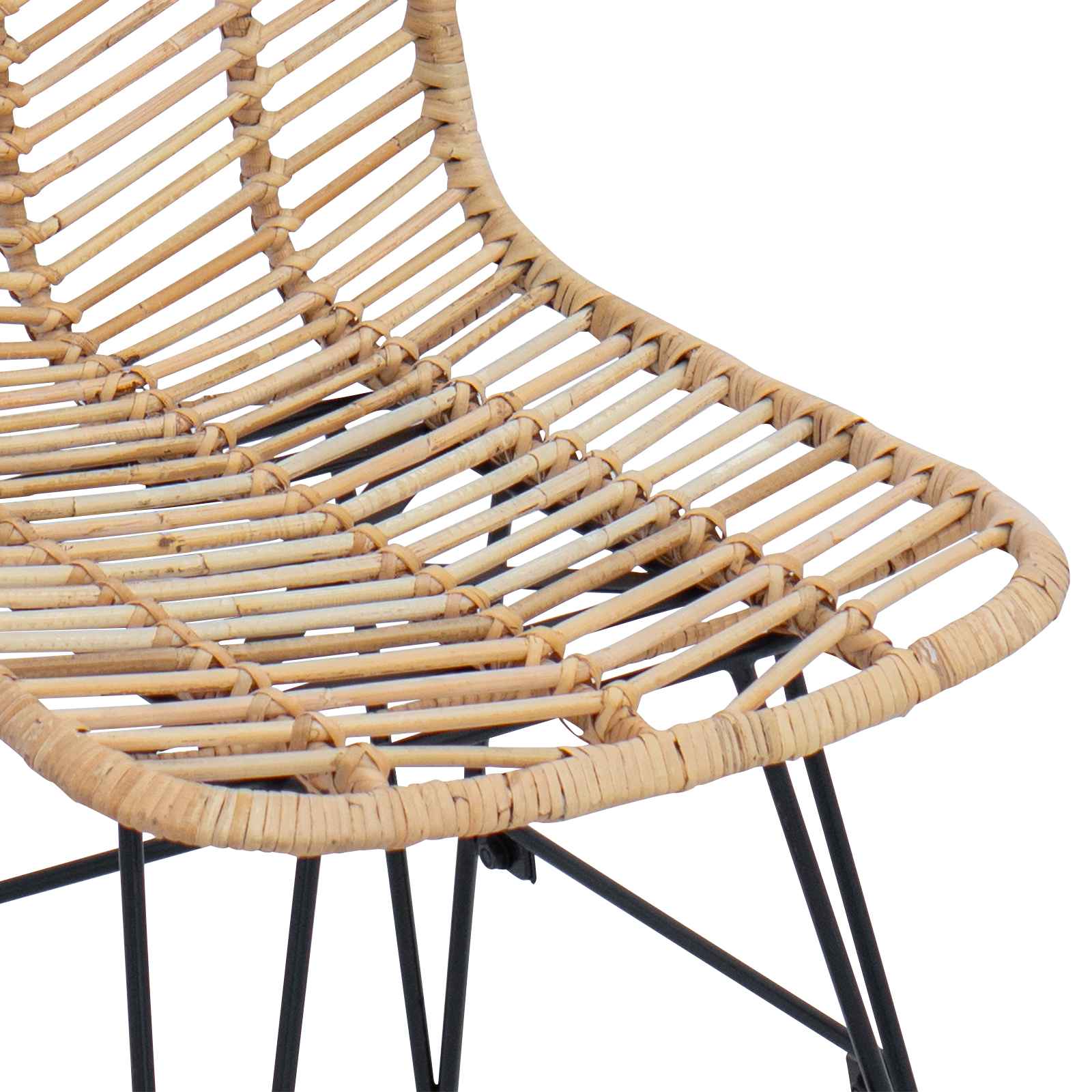 Spisestuestol 2 pcs Naturfarvet 44 x 47 x 85 cm Rattan og Jern