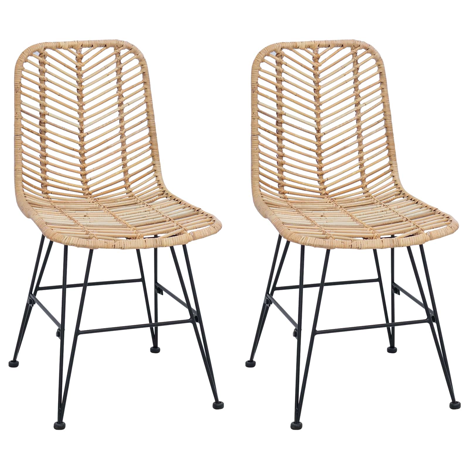 Spisestuestol 2 pcs Naturfarvet 44 x 47 x 85 cm Rattan og Jern