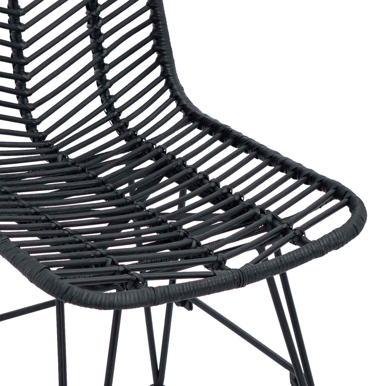 Spisestuestol 2 pcs Sort 44 x 47 x 85 cm Rattan og Jern