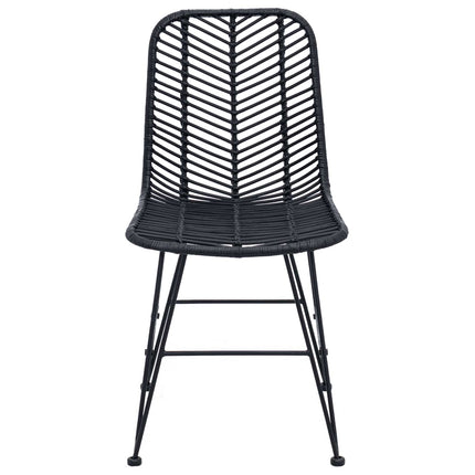 Spisestuestol 2 stk. Rattan og Jern Sort 44,5 x 54,5 x 85 cm
