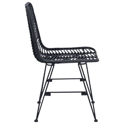 Spisestuestol 2 stk. Rattan og Jern Sort 44,5 x 54,5 x 85 cm