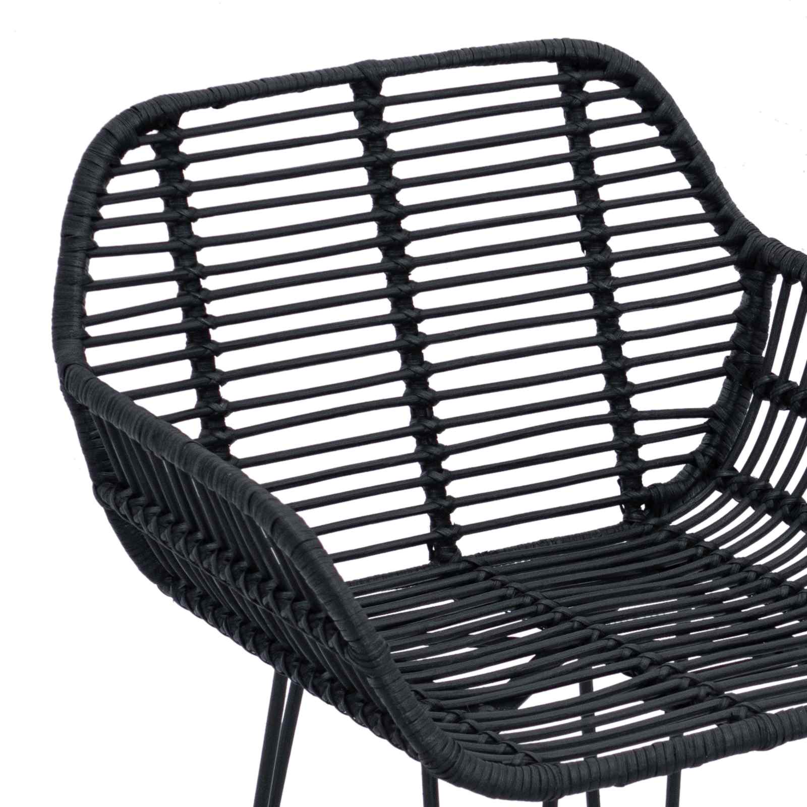 Barstol 2 pcs 55 x 52 x 105 cm Rattan og Jern