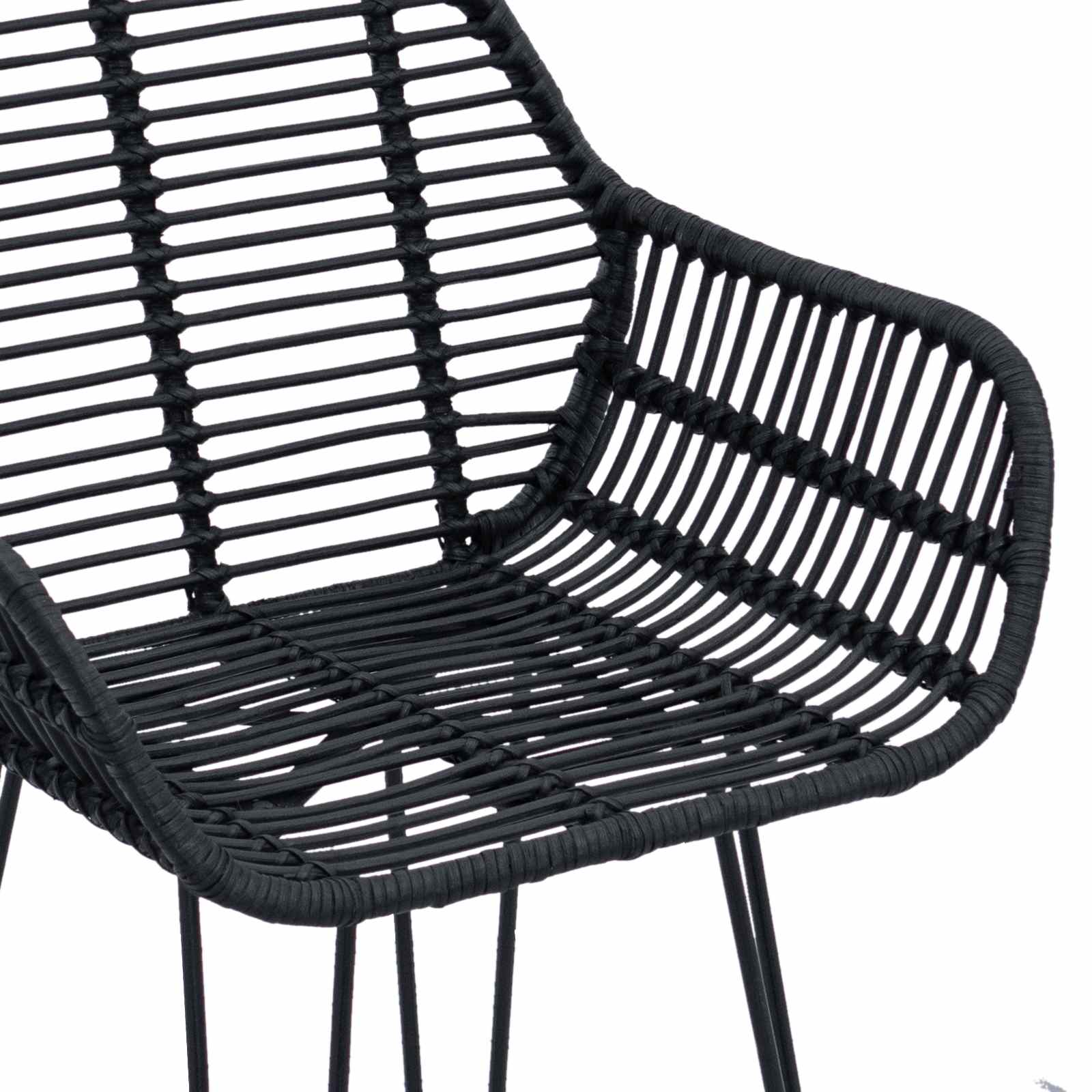 Barstol 2 pcs 55 x 52 x 105 cm Rattan og Jern