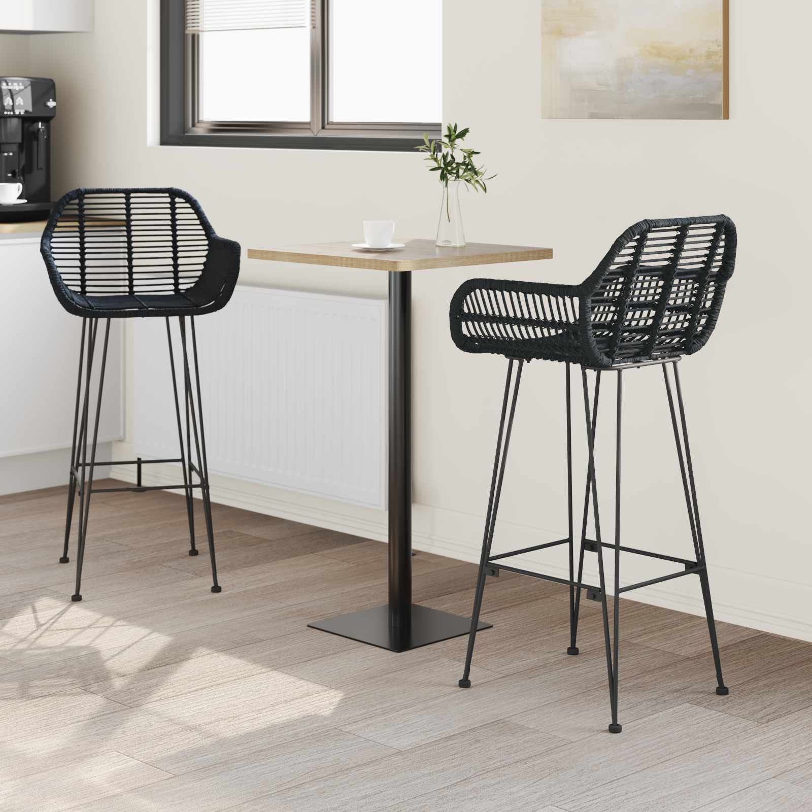 Barstol 2 pcs 55 x 52 x 105 cm Rattan og Jern