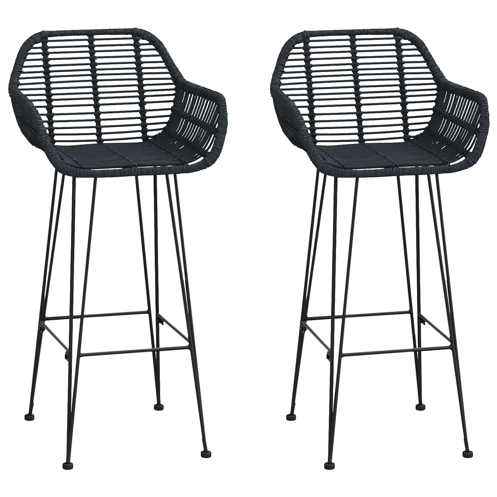 Barstol 2 pcs 55 x 52 x 105 cm Rattan og Jern