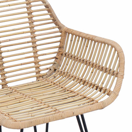 Spisestuestol 2 pcs Rattan og Jern Naturfarvet 55 x 50 x 74 cm