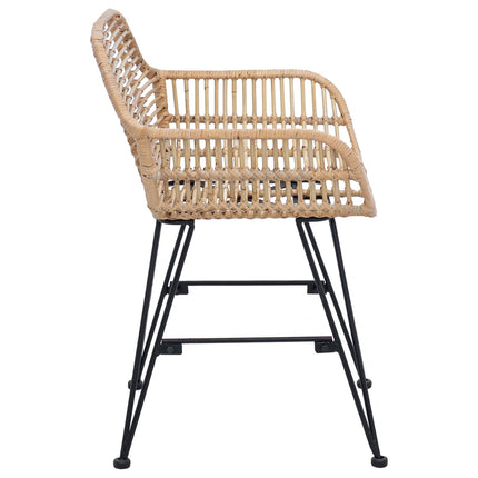 Spisestuestol 2 pcs Rattan og Jern Naturfarvet 55 x 50 x 74 cm