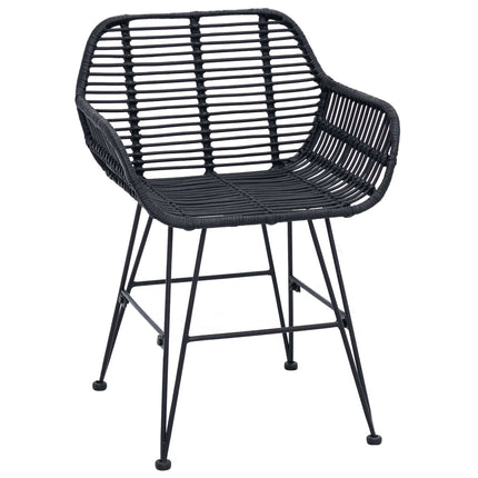 Spisestuestol 2 stk. Rattan og Jern Sort 55 x 50 x 74 cm