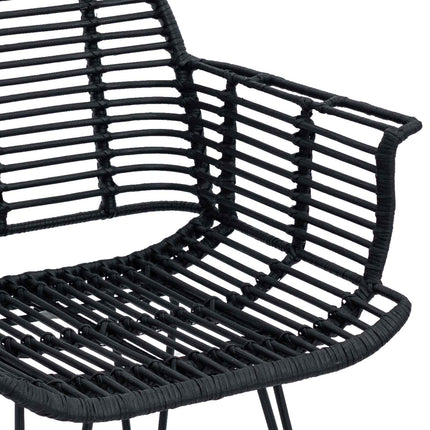 Spisestuestol 2 pcs Rattan og Jern Sort 57 x 55 x 85 cm