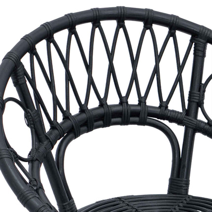 Spisestuestol 2 stk. Rattan og Jern Sort 54 x 65 x 82 cm