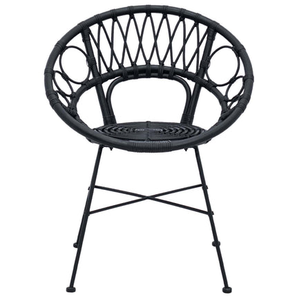 Spisestuestol 2 stk. Rattan og Jern Sort 54 x 65 x 82 cm
