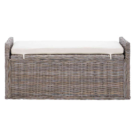 Opbevaringsbænk med pude Grå 110 x 40 x 50 cm Rattan