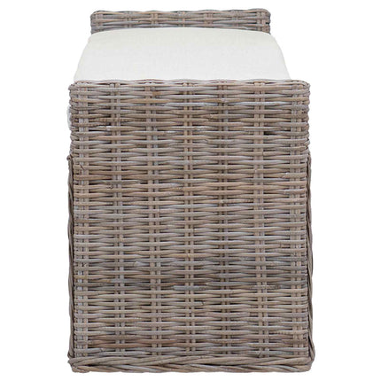 Opbevaringsbænk med pude Grå 110 x 40 x 50 cm Rattan