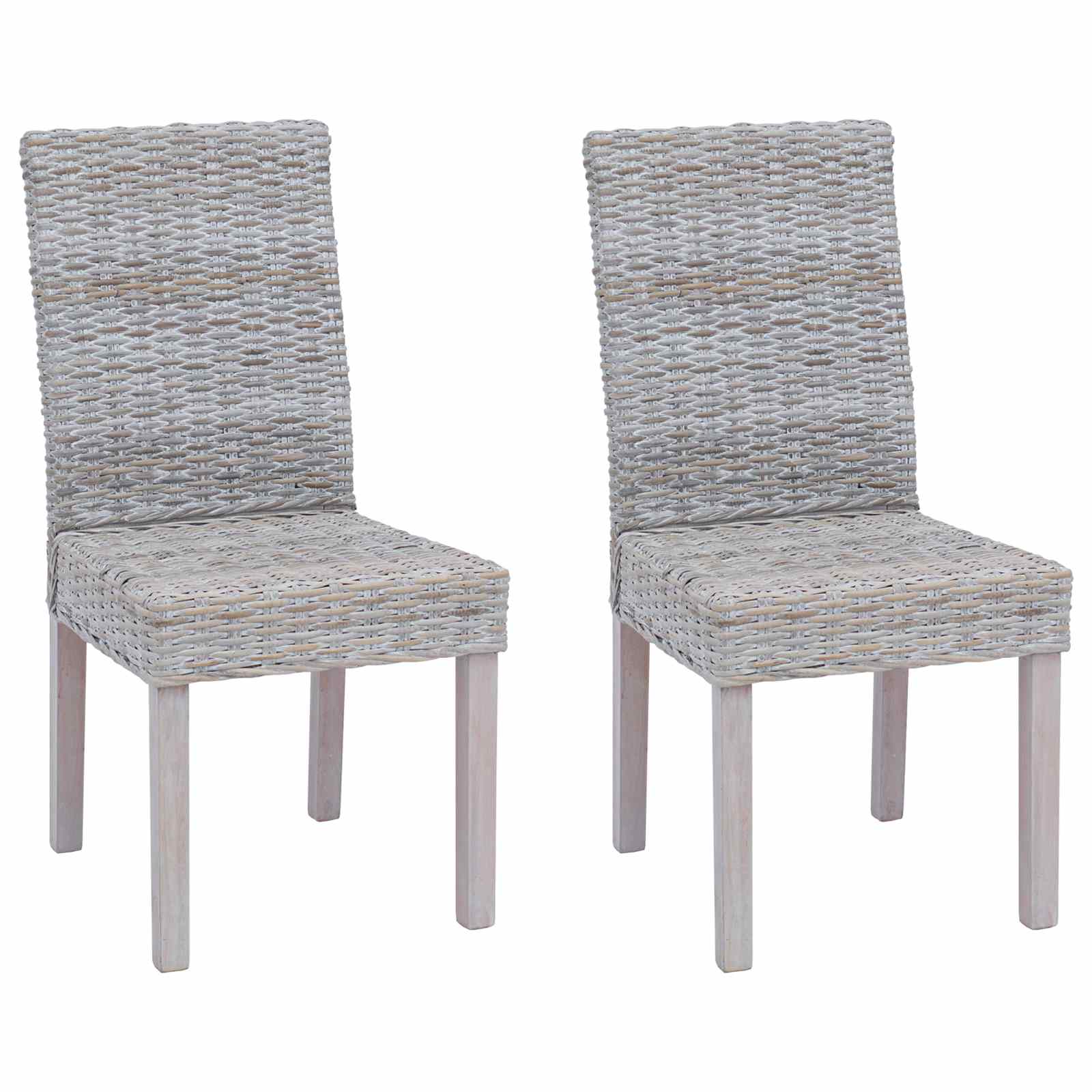 Spisestuestol 2 pcs Kubu Rattan og massiv mahogni træ Hvidvask