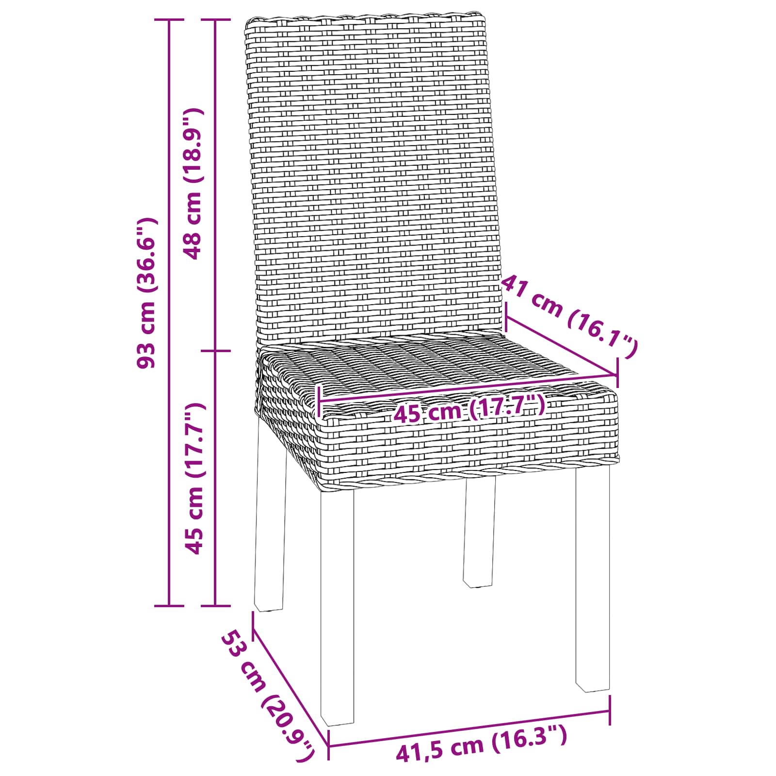 Spisestuestol 2 pcs Hvidvask 45 x 54 x 93 cm Massiv Mahogni