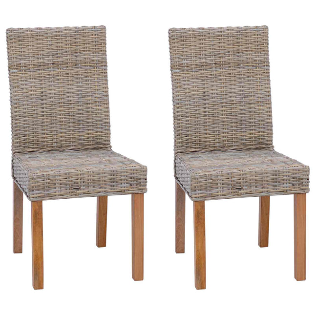 Spisestuestol 2 pcs Kubu Rattan og massiv mahogni træ Kubu Grå