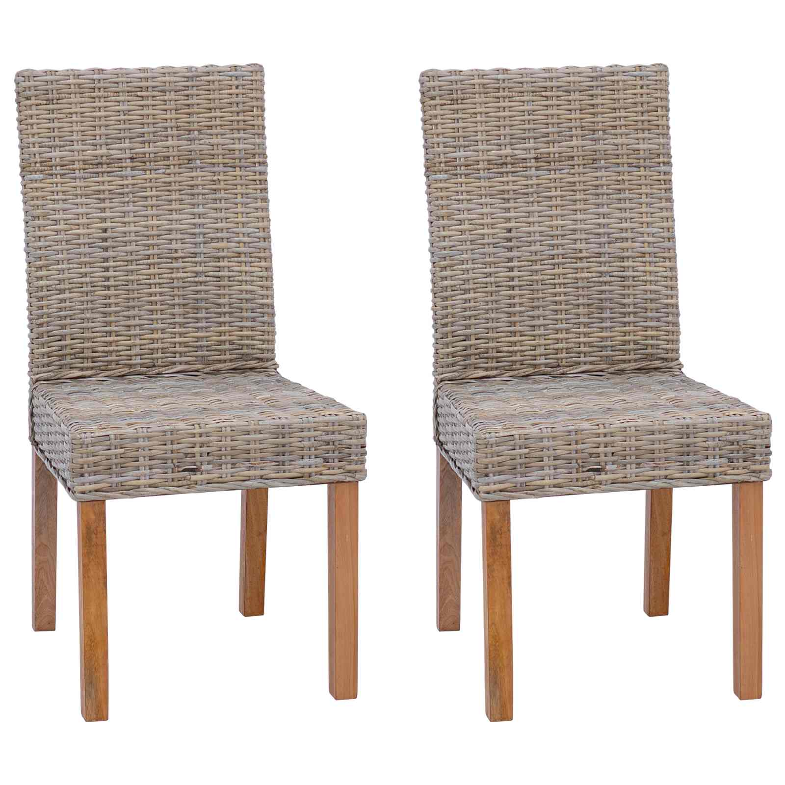 Spisestuestol 2 pcs Kubu Rattan og massiv mahogni træ Kubu Grå