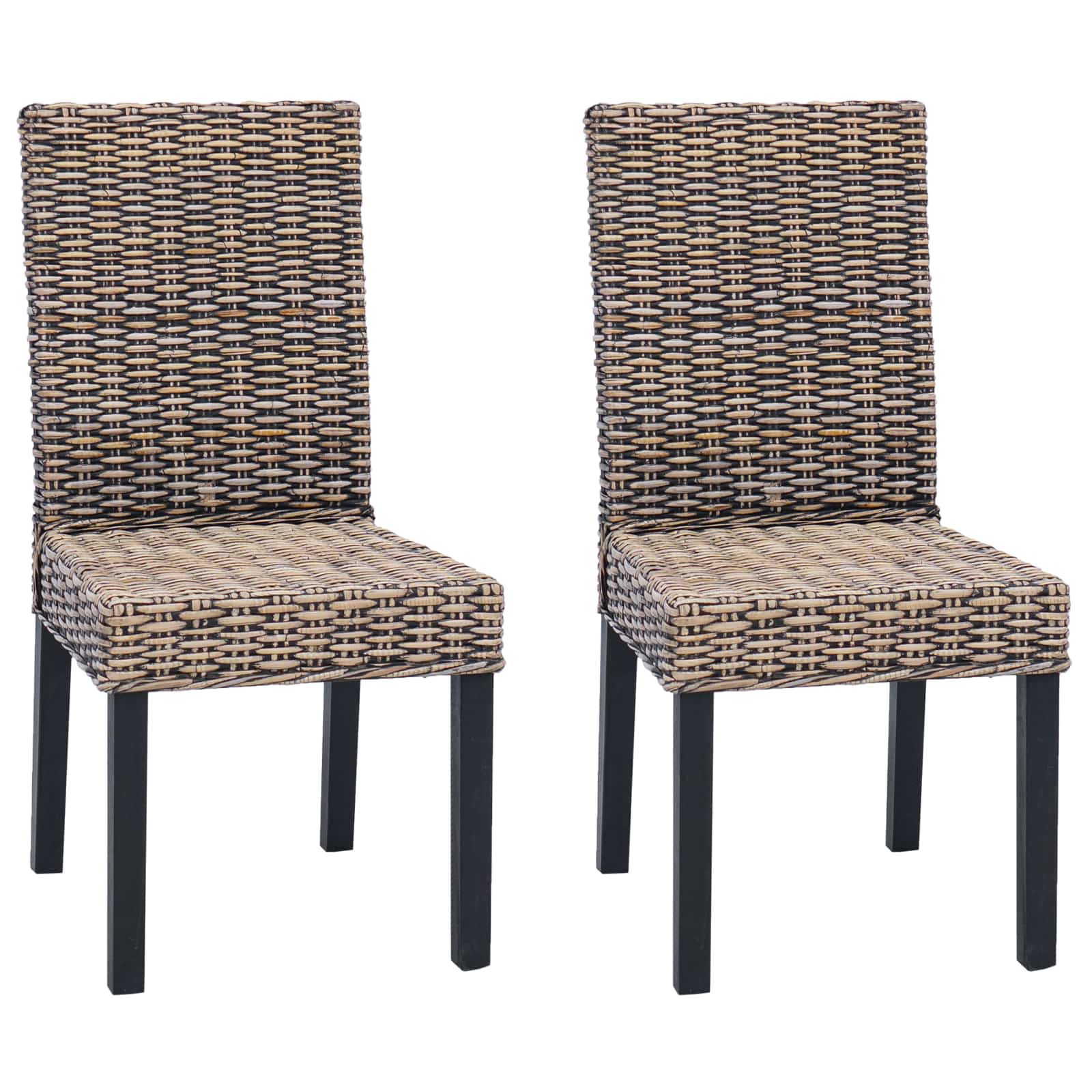 Spisestuestol 2 pcs Kubu Rattan og massiv mahogni træ