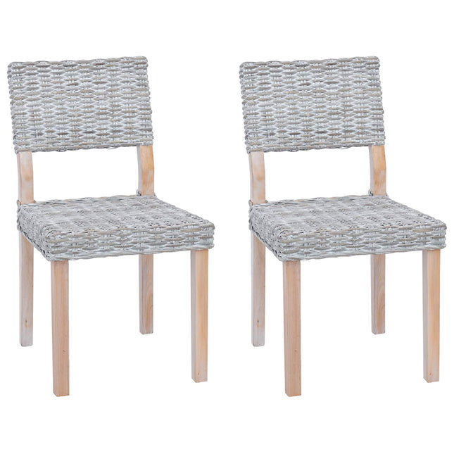 Spisestuestol 2 pcs Kubu rattan Hvidvask 46 x 55 x 84 cm