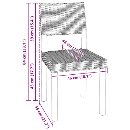 Spisestuestol 2 pcs Kubu rattan Hvidvask 46 x 55 x 84 cm