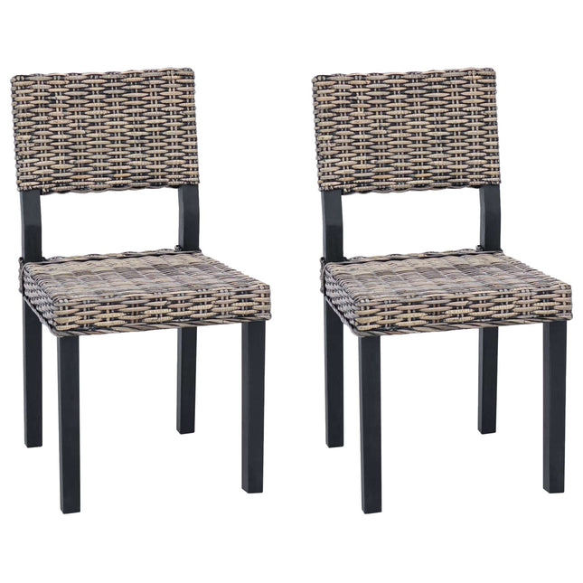 Spisestuestol 2 pcs Kubu rattan Sorte vask 46 x 55 x 84 cm