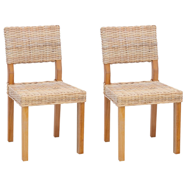 Spisestuestol 2 stk. Kubu rattan Naturfarvet 46 x 55 x 84 cm