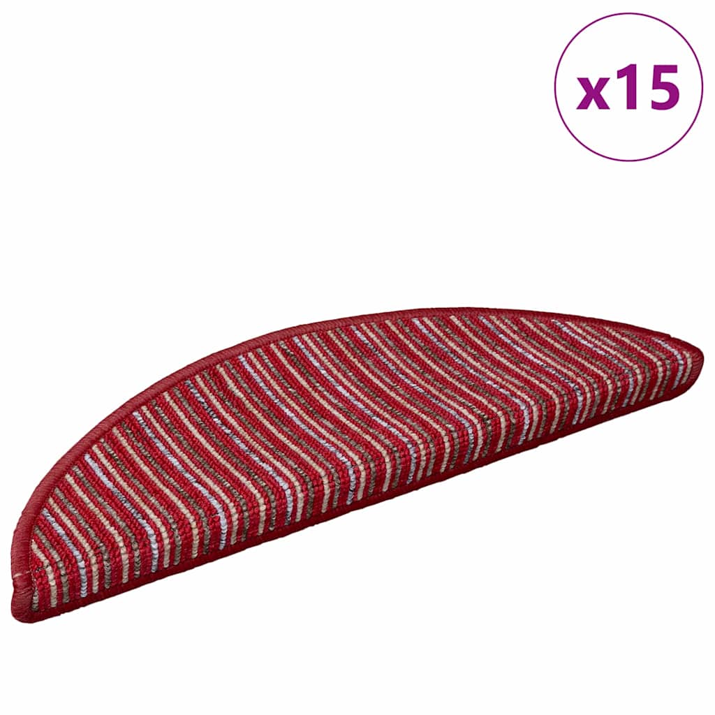 Selvklæbende Trappemåtter 15 pcs Rød 56 x 17 x 3 cm