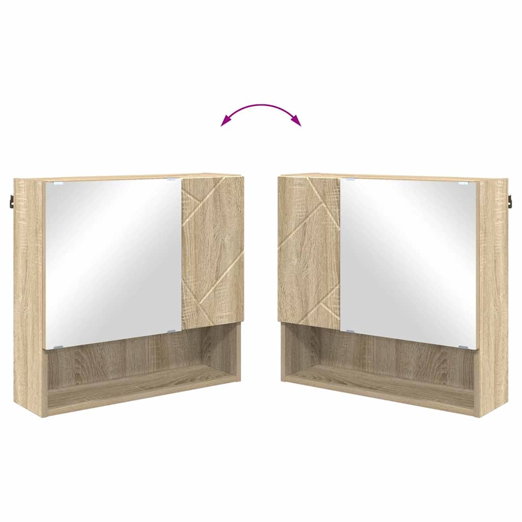 Badeværelsesmøbel sæt 2 pcs Sonoma eg Konstrueret træ & Metal