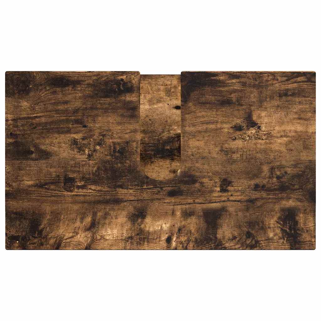 Badeværelsesmøbel sæt 2 pcs Røget eg Konstrueret træ & Metal