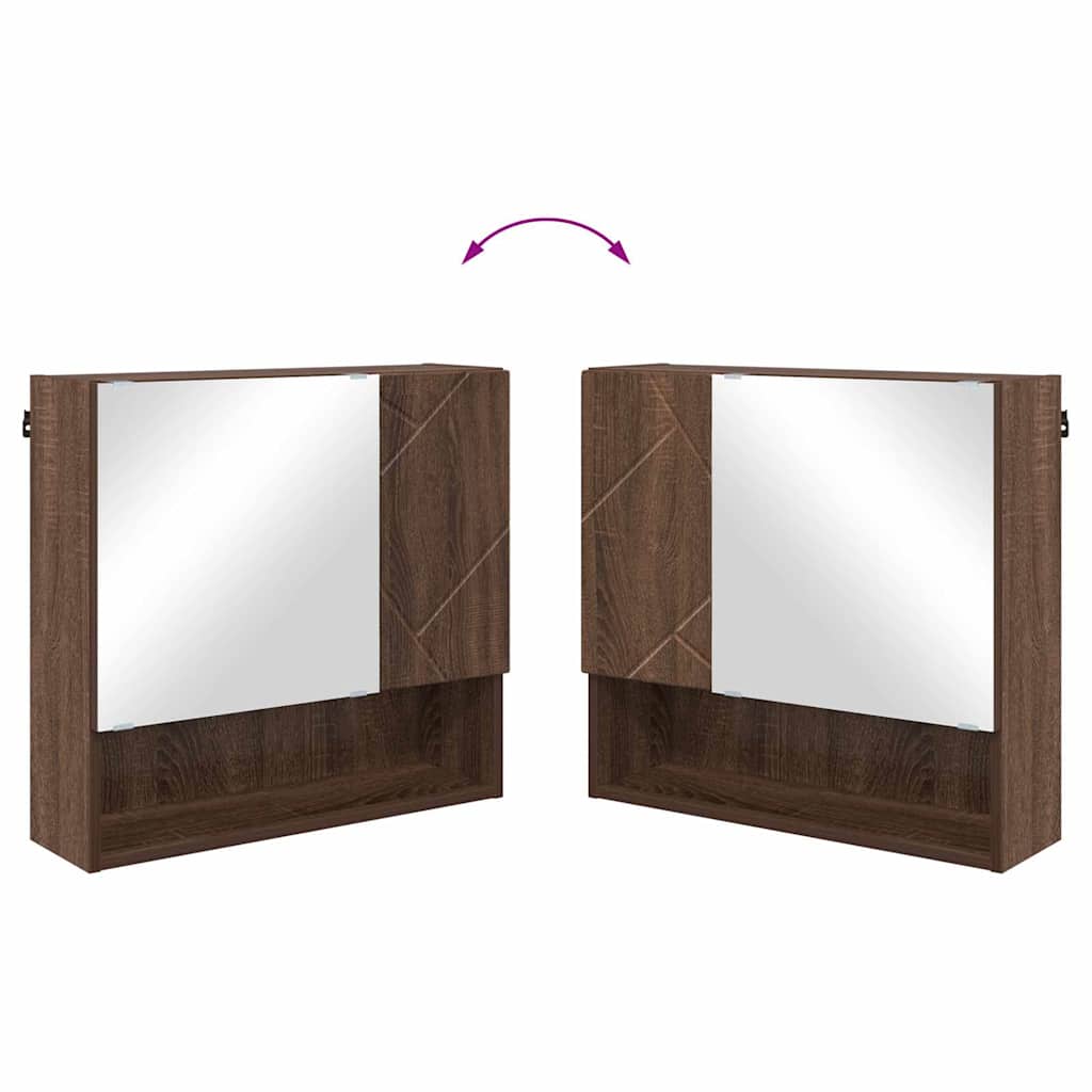 Badeværelsesmøbel sæt 2 pcs Brun eg Konstrueret træ & Metal