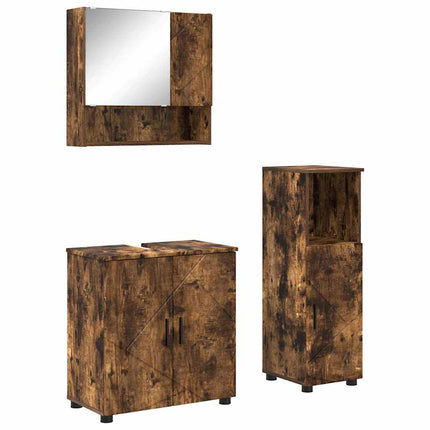 Badeværelsesmøbel sæt 3 stk. Røget eg 61 x 35 x 64 cm