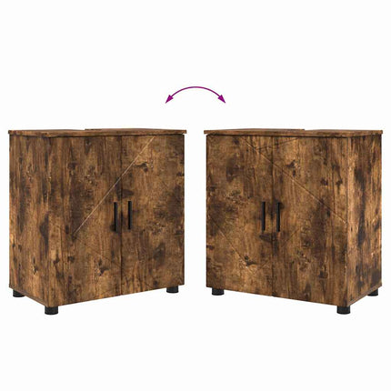 Badeværelsesmøbel sæt 4 stk. Røget eg 61 x 35 x 64 cm