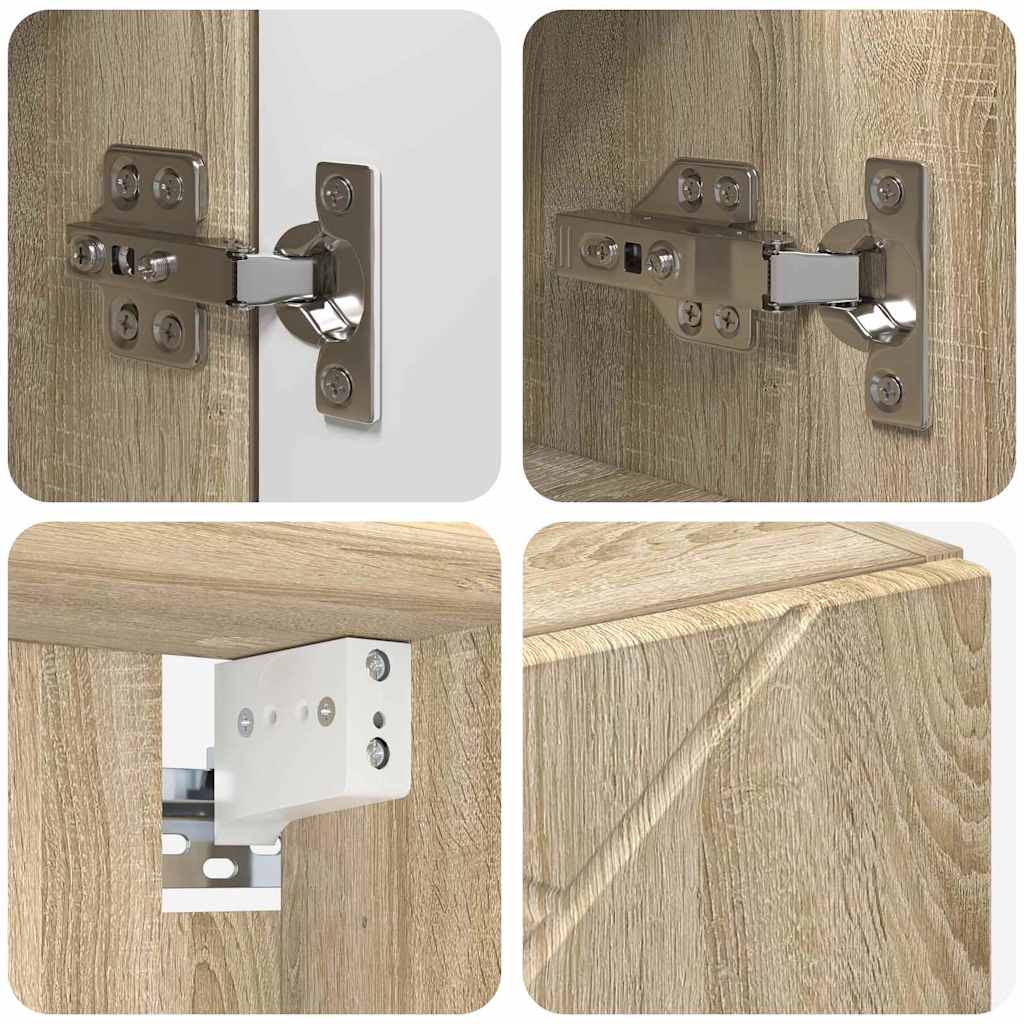 Badeværelsesmøbel sæt 5 pcs Sonoma eg Konstrueret træ & Metal