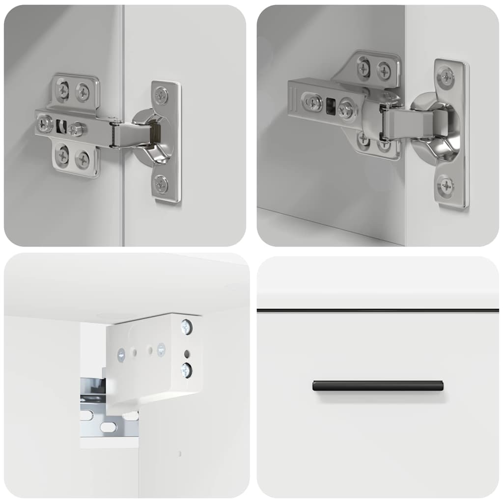 Badeværelsesmøbel sæt med skuffe 2 pcs Hvid Samlet træ og metal