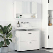 Badeværelsesmøbel sæt med skuffe 2 pcs Hvid Samlet træ og metal