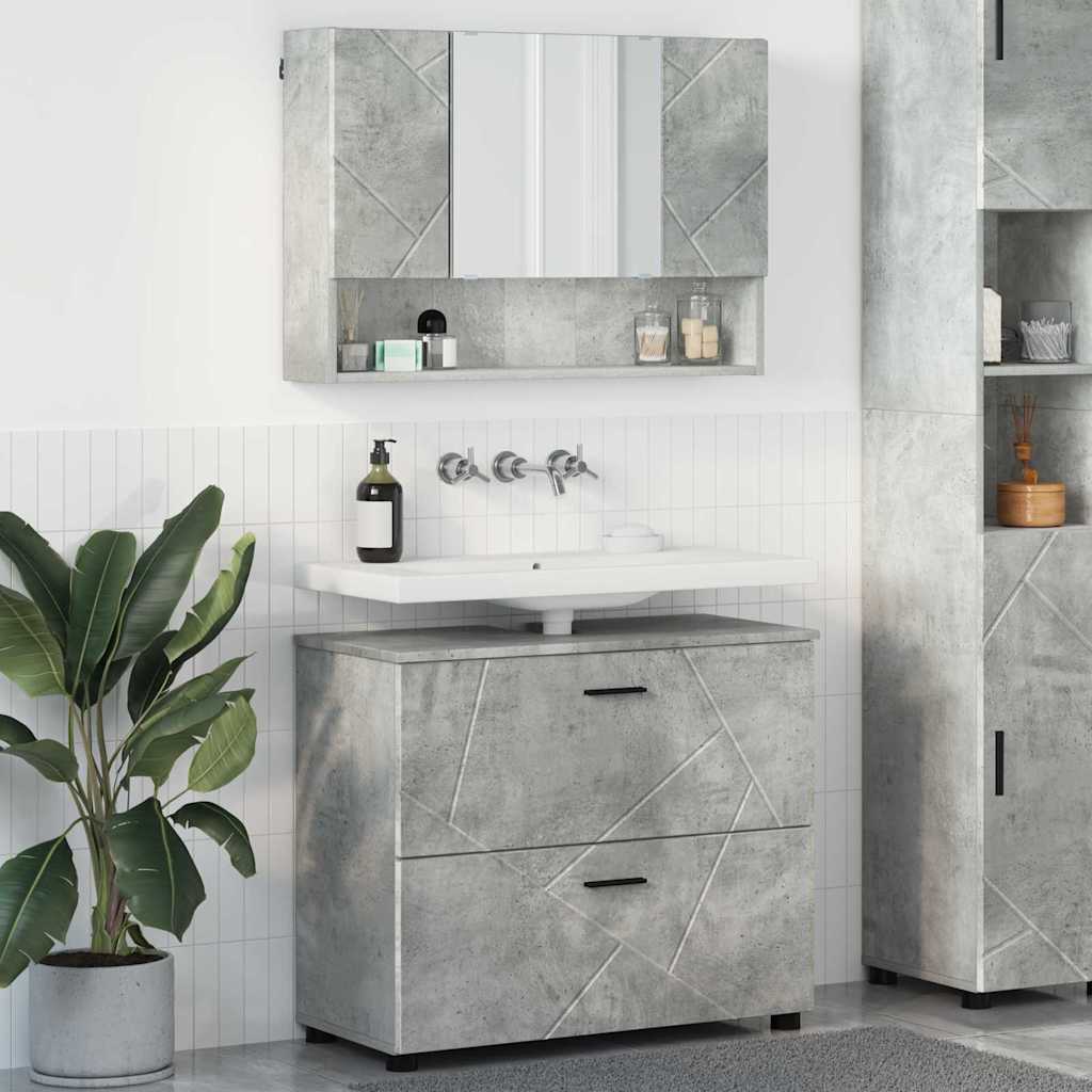 vidaXL Badeværelsesmøbel sæt 2 stk. Beton Grå 76,5 x 35 x 64 cm