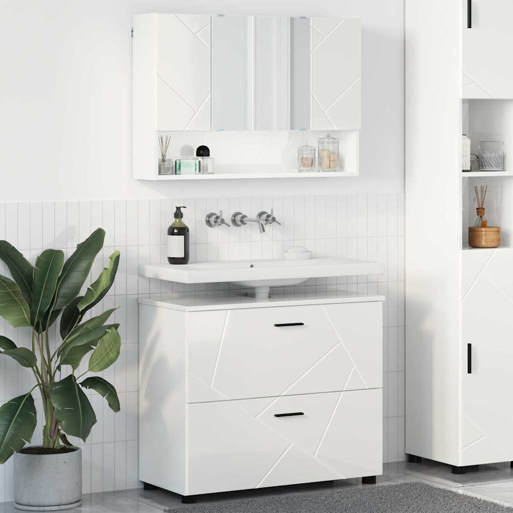 vidaXL Badeværelsesmøbel sæt 2 stk. Høj gloss hvid 76,5 x 35 x 64 cm
