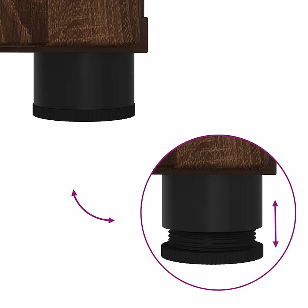 Badeværelsesmøbel sæt med dør 2 pcs Brun eg Samlet træ og metal