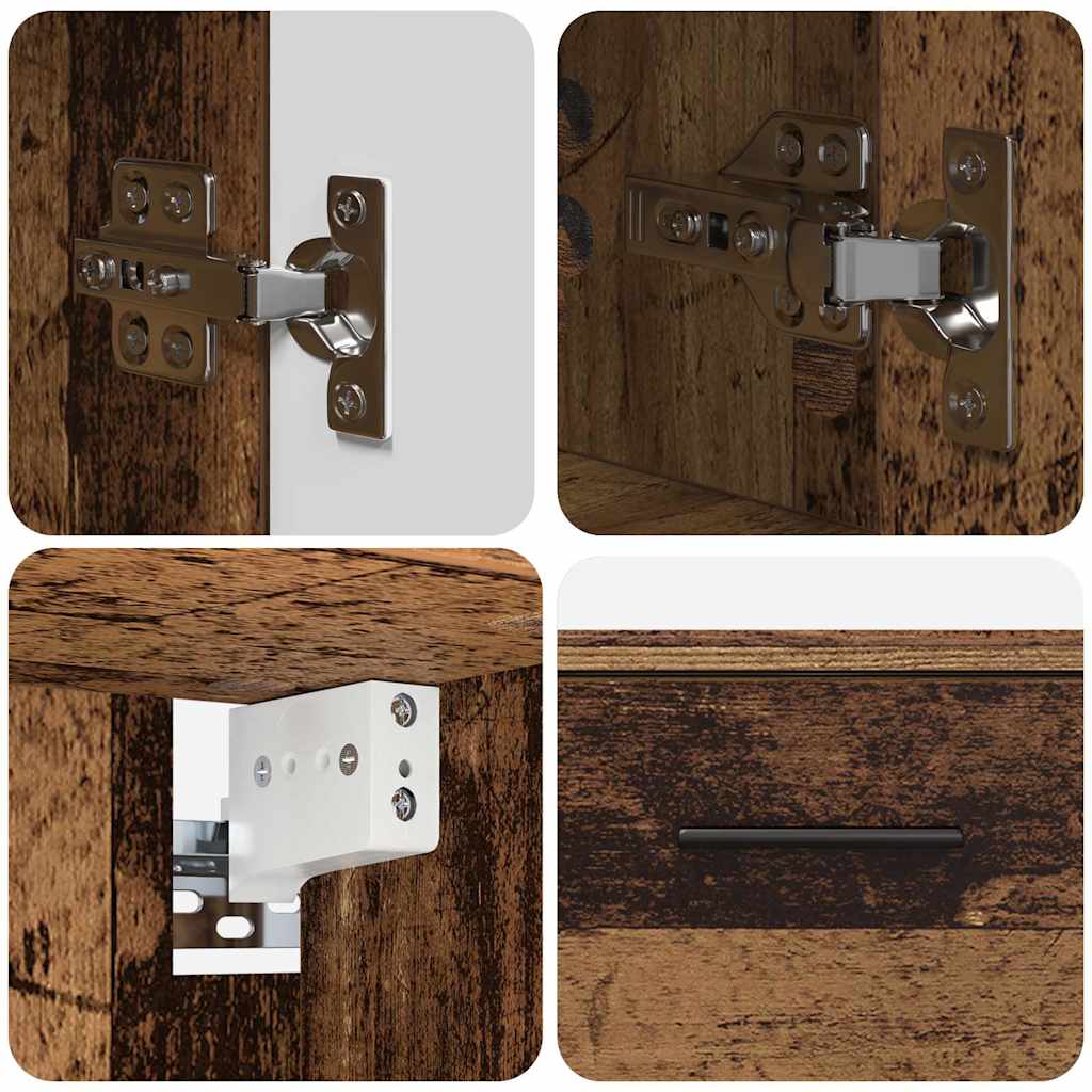 Badeværelsesmøbel sæt 2 pcs Gammelt træ Samlet træ og metal