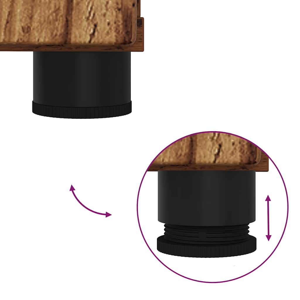 Badeværelsesmøbel sæt 2 pcs Gammelt træ Samlet træ og metal