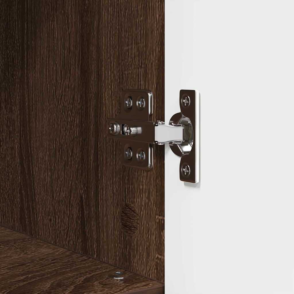 Badeværelsesmøbel sæt med dør 3 pcs Brun eg Samlet træ og metal