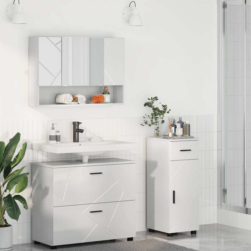 Badevrelsesmbel st 3 stk. Hj gloss hvid 76,5 x 35 x 64 cm