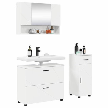Badeværelsesmøbel sæt 3 stk. Høj gloss hvid 76,5 x 35 x 64 cm