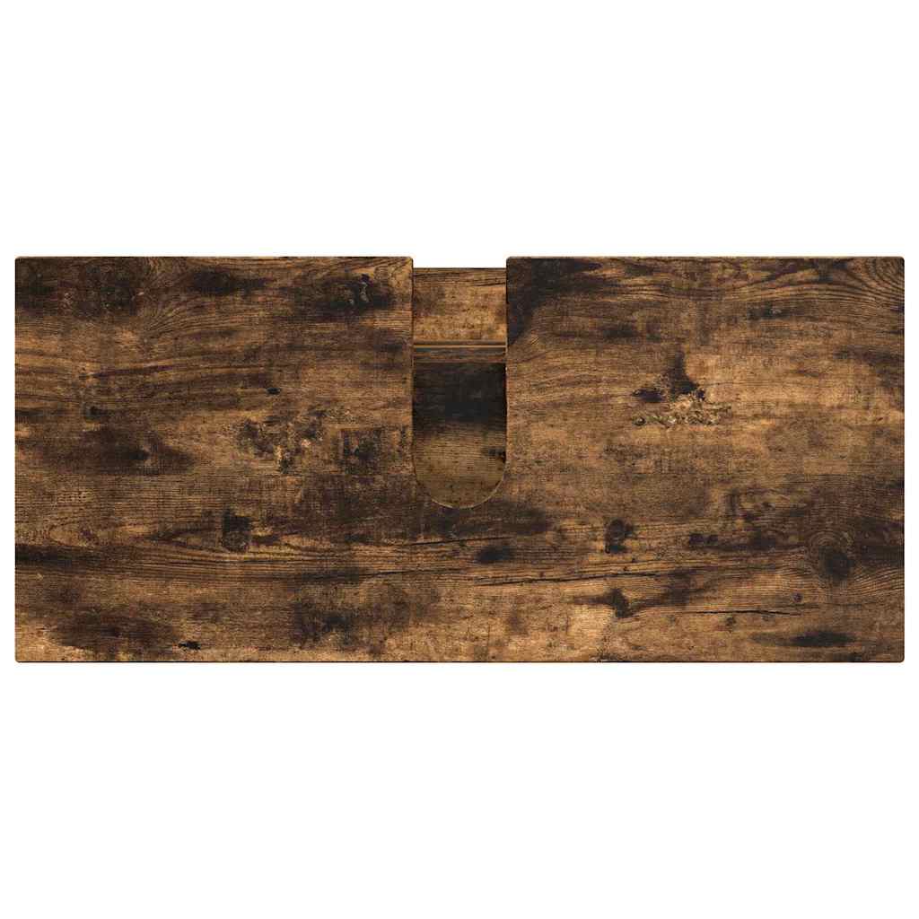 Badeværelsesmøbel sæt 3 pcs Røget eg Samlet træ og metal